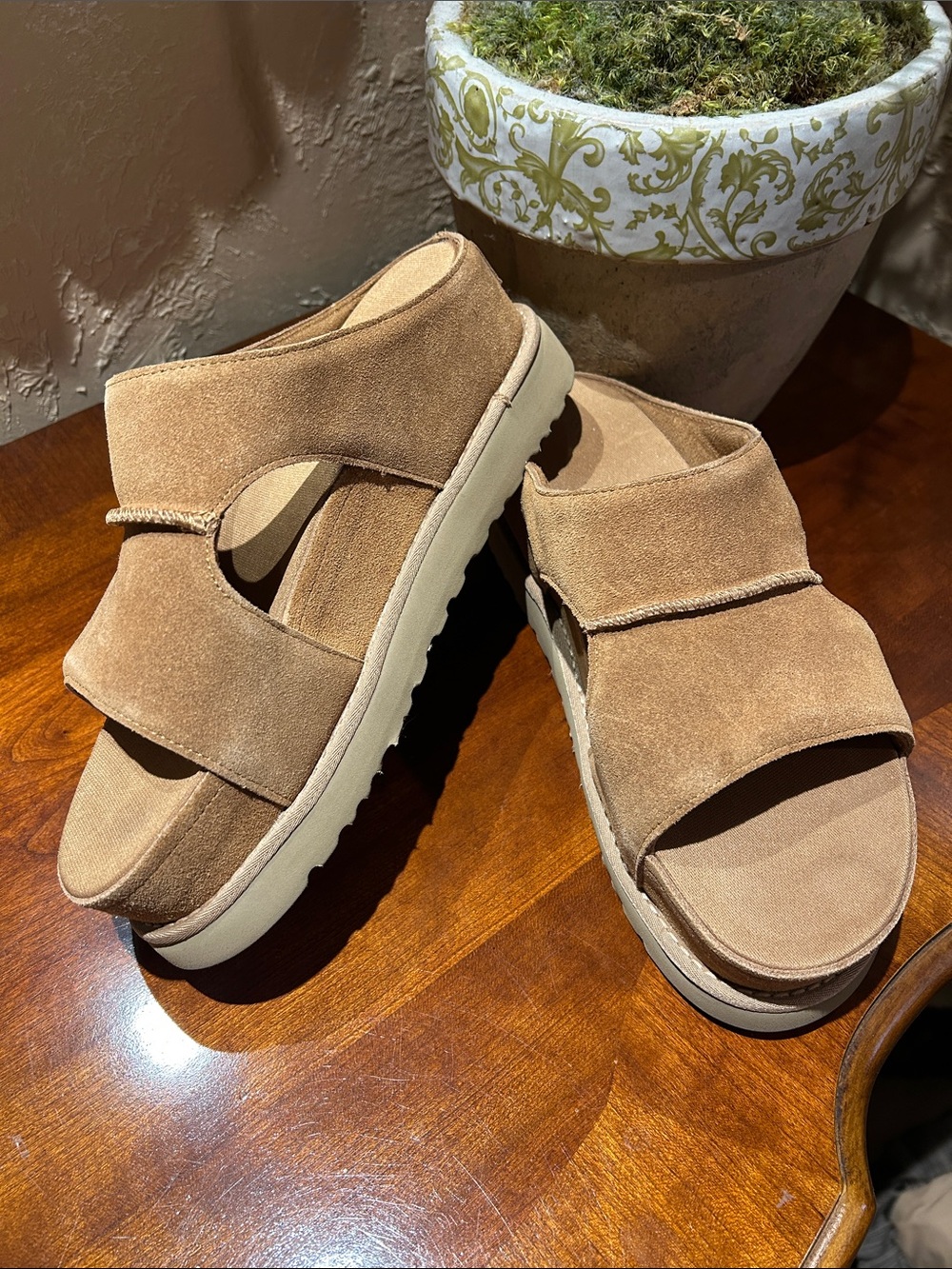 UGG Suede Tan Slide Sandals - Comfort Slip-On for Women Size 9 like new